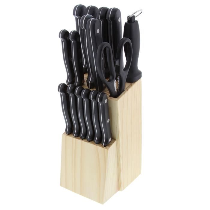 Pradel Excellence I7412 Bloc Bois DE 17 Pièces de Coutellerie Bois INOX et Bois 10.5 x 14.5 x 34.20 cm 17 Unité(s)