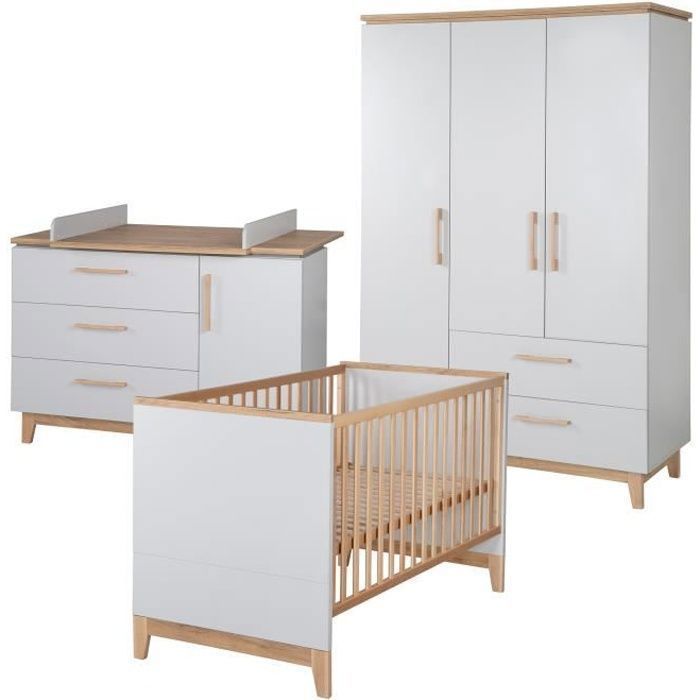 ROBA Ensemble de chambre -Caro-, incl. lit bébé (70x140 cm), commode à langer et armoire à 3 portes