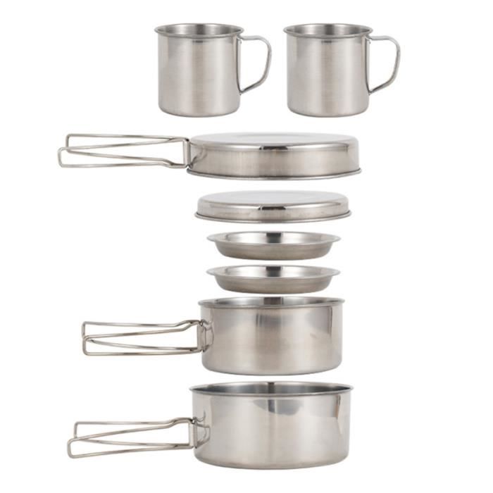 Batterie de cuisine professionnelle 8 pièces Premium de haute qualité pour les voyages en plein air POPOTE - VAISSELLE - COUVERTS