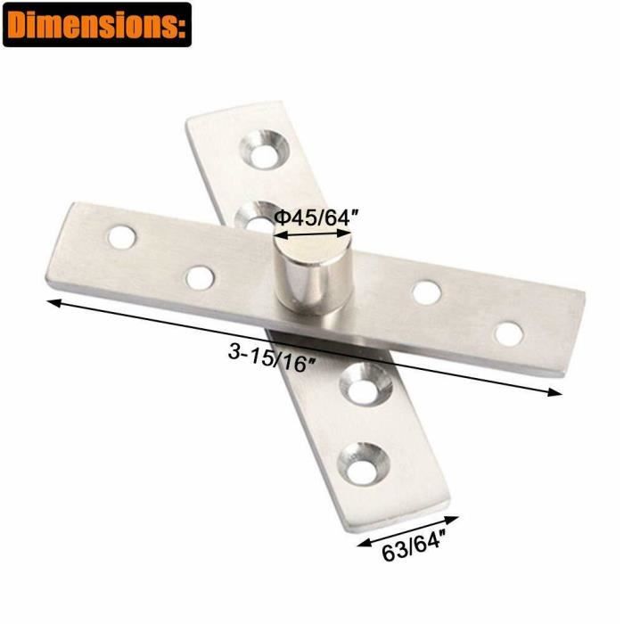 UHPPOTE Charnière de pivot de porte pivotante dissimulée à 360 degrés en acier inoxydable, finition brossée (95 mm)