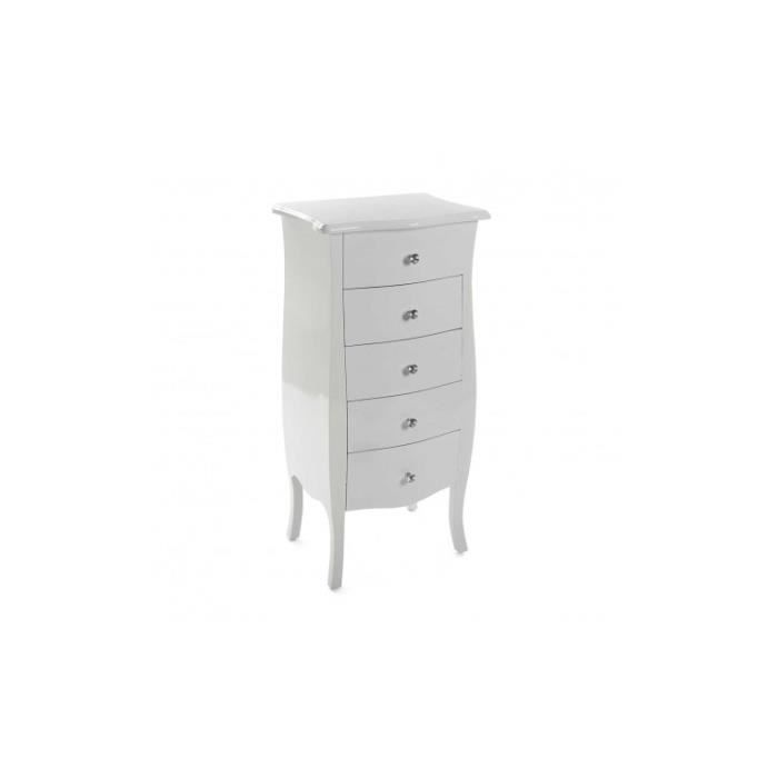 Commode haute laquée blanche 5 tiroirs CAGLIARI