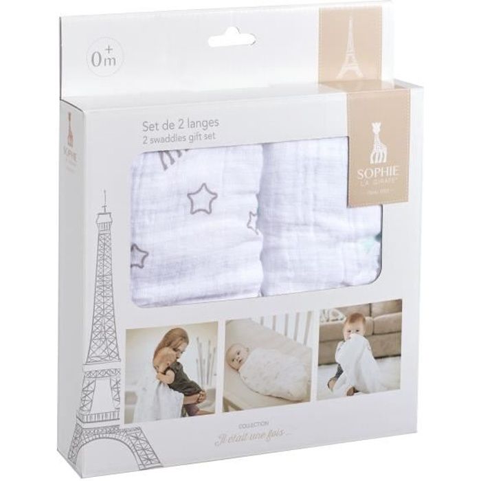 SOPHIE LA GIRAFE 1 Set de 2 langes 120 x 120 cm