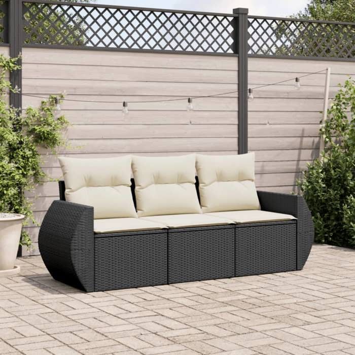 vidaXL Salon de jardin 3 pcs avec coussins résine tressée 3221055
