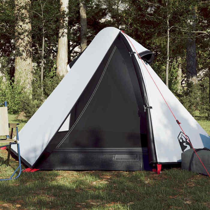 vidaXL Tente de Camping 2 Personnes Tente dOmbrage avec Sac Auvent Portable avec Parois Latérales pour Randonnée Blanc 94322