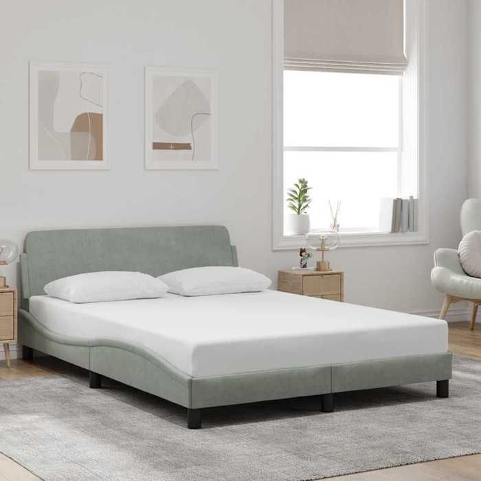 vidaXL Cadre de lit Dover gris clair 120x200 cm velours 373152