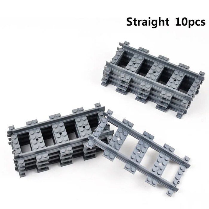 Lot De 32 Rails De Train Gris Clair – Compatibles Grandes Marques, 20 Courbes, 10 Droites, 2 Aiguillages