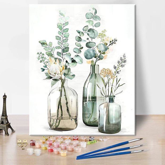 MISCER 4 Pièces Flower Peinture Par Numéros Pour Adultes