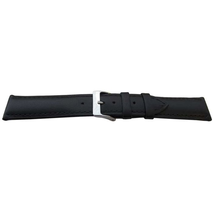 Bracelet classique mat noir 18mm extra long pour montres
