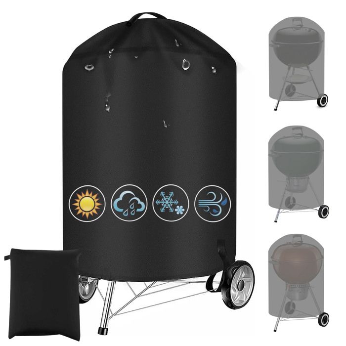 Housse De Barbecue Sphérique Weber 57 Cm - Tissu Oxford 420D Imperméable - Protection Intempéries, UV - 77x90 Cm - 10