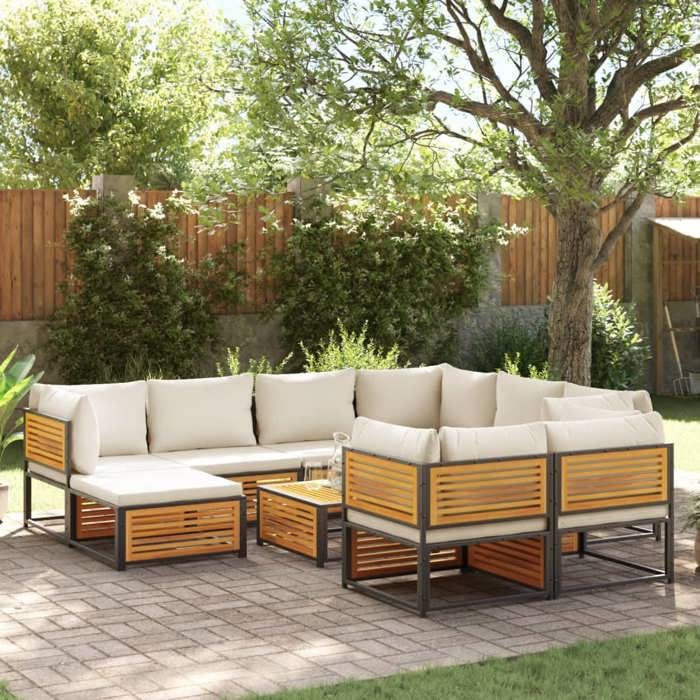 vidaXL Salon de jardin bois d'acacia Naturel