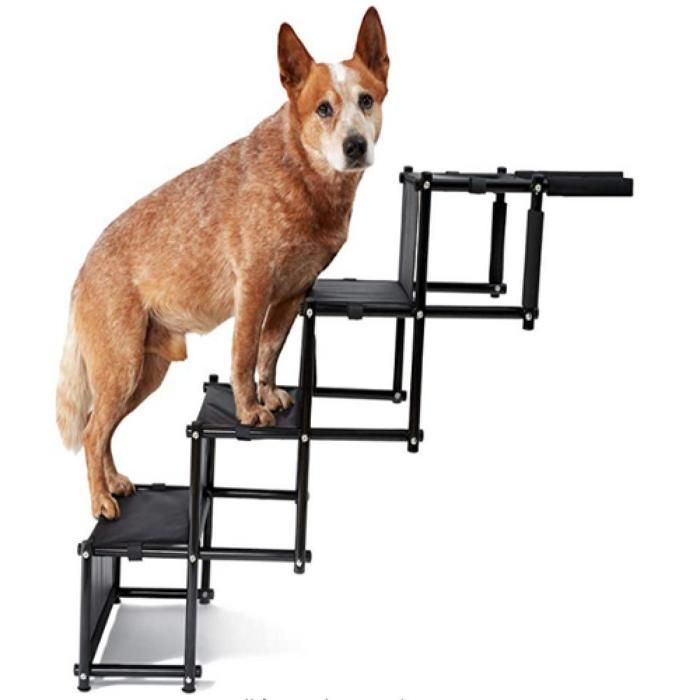 Meilleurs prix pour MIPAN Pont - Escalier Rampe de Voiture Pliable pour Chien, Escalier à 4 Marches pour Animaux de Compagnie noir