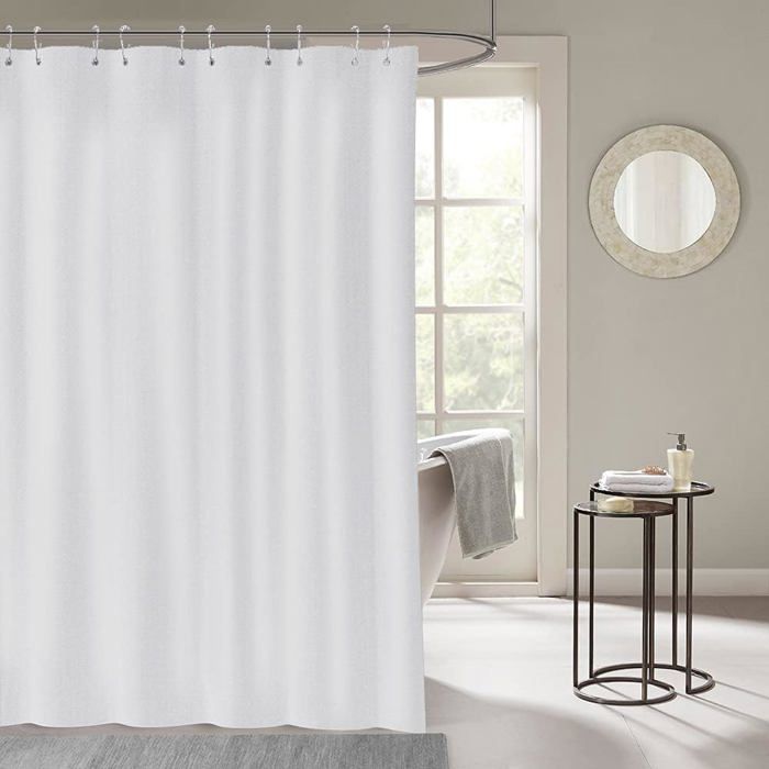 Rideau de douche - Blanc - 240 x 200 cm - Imperméable - Antimoisissure - Antibactérien