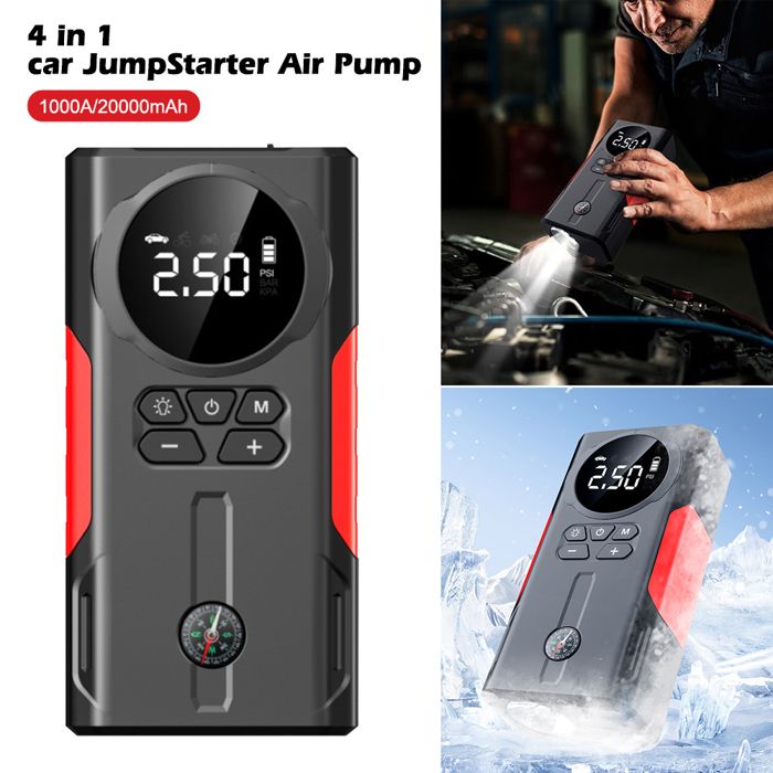 DINKALEN Booster Batterie Voiture 12800mAh Portable - Démarreur Puissant Moto & Voiture Jusqu'à 6.0L Essence/5.0L Diesel Avec Écran LCD Et Pinces Intelligentes
