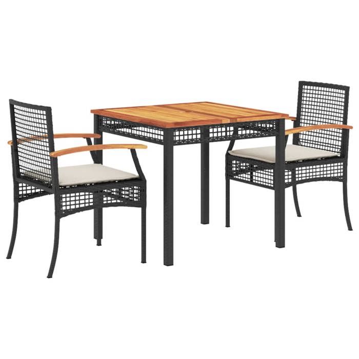 Bonne qualité Salon d'extérieur Ensemble à manger de jardin avec coussins 3 pcs 2 chaises de jardin avec table DECO - vue 3