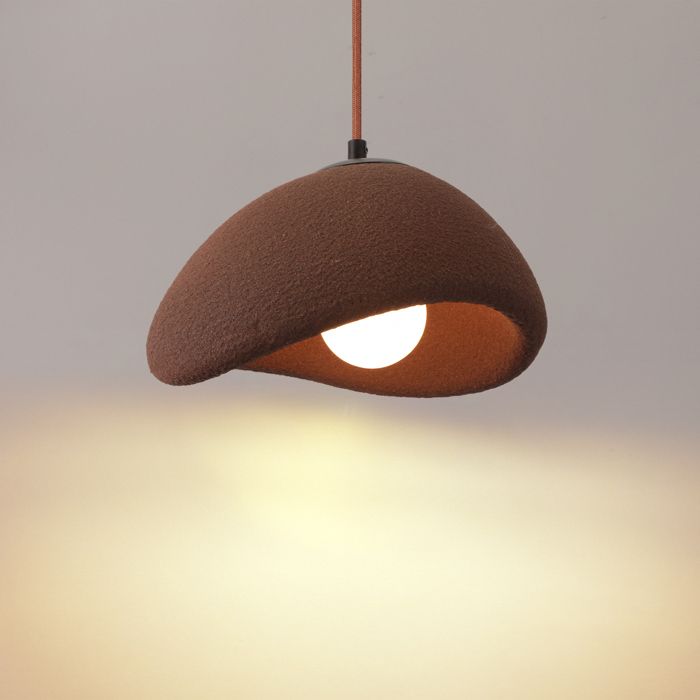TOKIUS Luminaire Suspendu Moderne Créatif - Lustre en PVC Abat-jour Design en Ciment - Lampe de Salon Chambre Bar - Ø 20 cm Marron