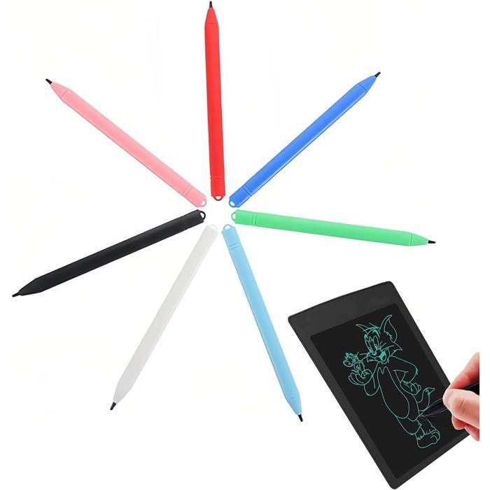 6 Stylos Pour Tablette LCD - Pointe Précise écriture Dessin - Anti-perte Avec œillet - Couleurs Assorties