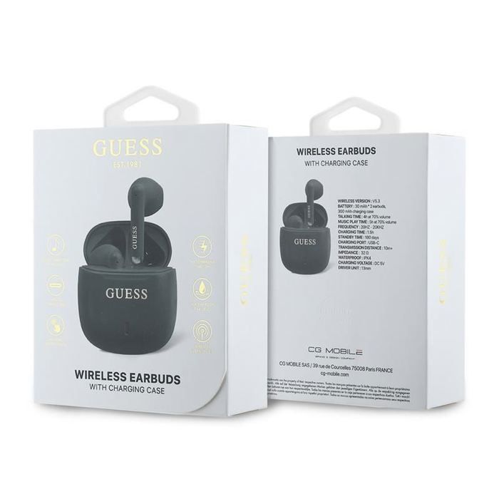 Guess Printed Classic Logo TWS Wireless Earphones Black- GUTWSJ14ESGK