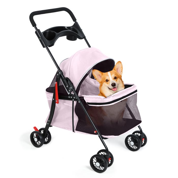 Comparer les prix de Pousette Chien 2 en 1 Pet Stroller Sac de Transport Buggy pour Chien Pliable avec Coussin Poussette Animaux avec 4 Roues