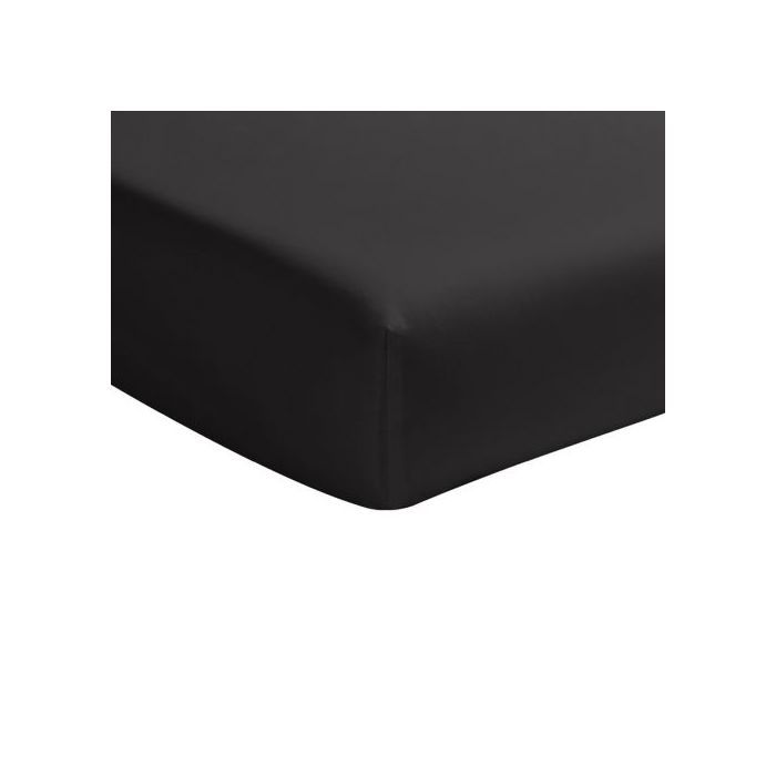 Drap housse 160x200 + 30 cm 100% Percale de Coton 80 fils Noir