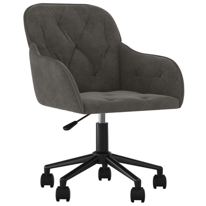 Chaise pivotante de bureau - VIDAXL - Moderne - Velours gris foncé - Hauteur réglable - 360°