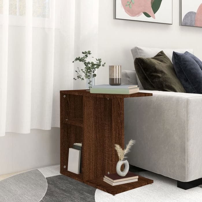 Table dappoint moderne - VIDAXL - Chêne marron - 50x30x50 cm - Bois dingénierie - Compartiments ouverts