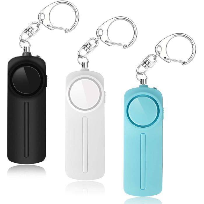 3 Pièces Alarmes Personnelles Sirène Privée Bruyante 130 DB avec Lumière LED Porte-clés dalerte durgence