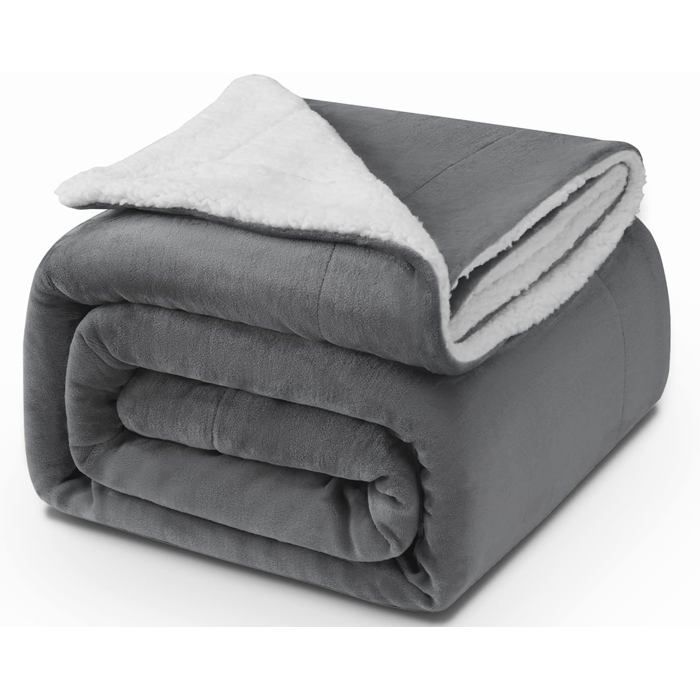 Couverture Epaisse 130cmX160cm 480GSM Chaude et Confortable Lavable à la Machine Facile à Manipuler Cadeau Pratique，gris foncé