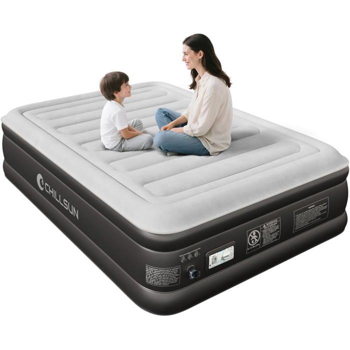 Matelas Gonflable 2 Personnes TecTake Avec Pompe Électrique Intégrée - Lit D'Appoint Confortable Pour Camping