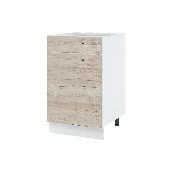 Meuble bas de cuisine Bellissi Noyer blanchi 1 porte 1 tiroir L 60 cm - Cuisineandcie