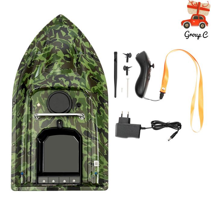 Bateau Appât Pêche Télécommandé Bateau Appâts De Pêche 1,5kg – Télécommande 500m, Batterie 5200mAh, 2 Moteurs, Feux LED, Camouflage – Pour Carpe Et Eaux Vives Bateau Appât Pêche Télécommandé Bateau Appâts De Pêche 1,5kg – Télécommande 500m, Batterie 5200mAh, 2 Moteurs, Feux LED, Camouflage – Pour Carpe Et Eaux Vives