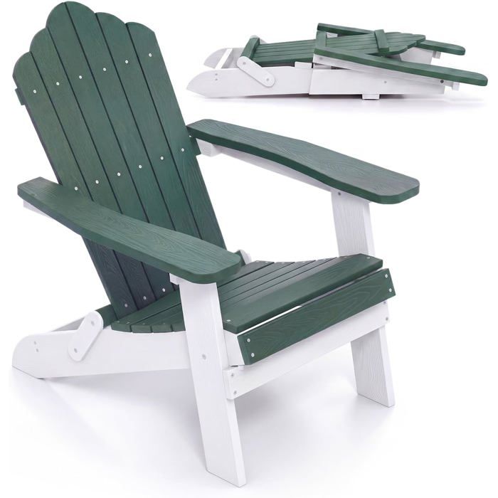 Chaise Adirondack Pliable de Jardin COSTWAY Accoudoirs Large Dossier Incliné Siège Oversize en HIPS pour Patio Cour Vert Foncé Chaise Adirondack Pliable de Jardin COSTWAY Accoudoirs Large Dossier Incliné Siège Oversize en HIPS pour Patio Cour Vert Foncé