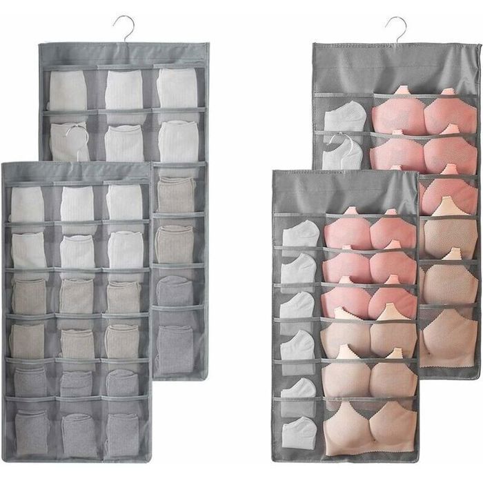 Organisateur suspendu double-face sous-vêtements cintre penderie 30 pouces range soutiens-gorge chaussettes cravates lot 2