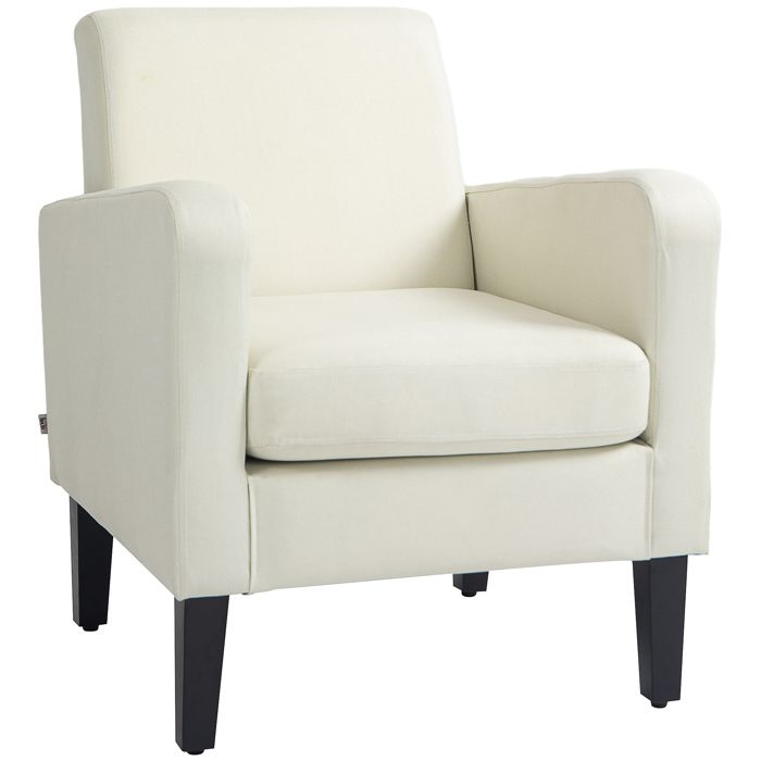 Fauteuil de chambre moderne en tissu avec accoudoirs 66 x 72 x 74 cm crème