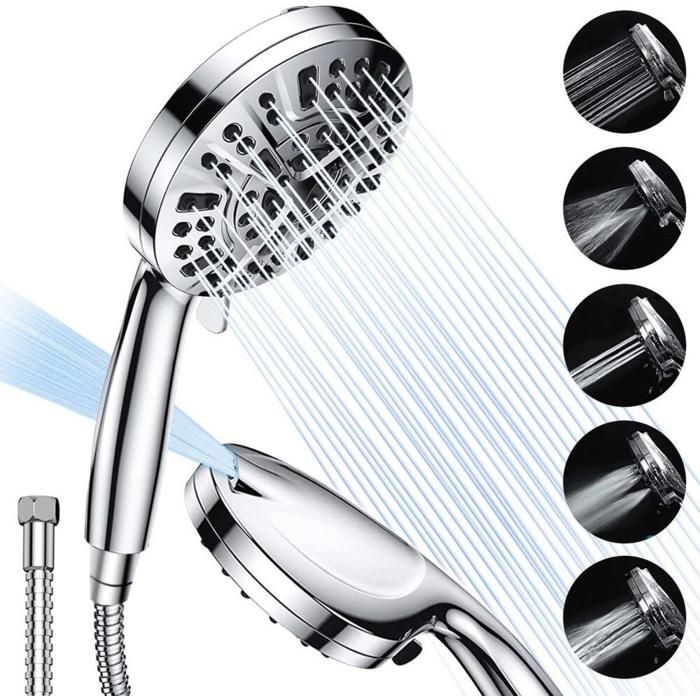 Pommeau de douche douchette à main avec 8 jets 2 modes de pulvérisation économie deau pommeau de douche haute pression