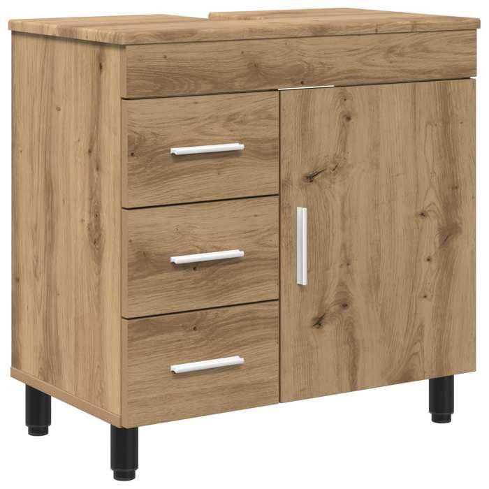 Unité de vanité de salle de bain - vidaXL - meuble bain - bois dingénierie - chêne artisanal - 60 x 35 x 60 cm - 3 tiroirs{plg93e}