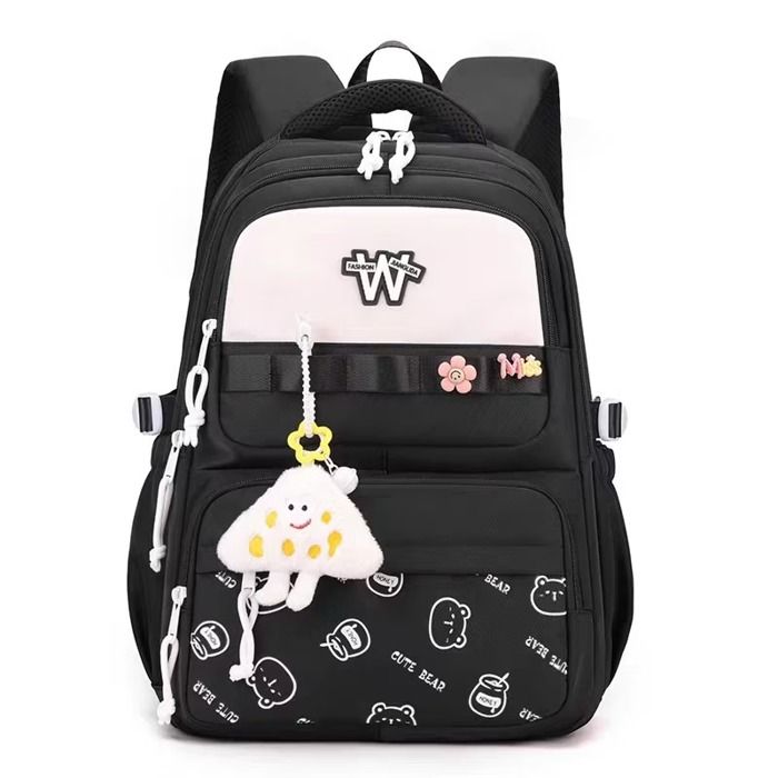 XJYDNCG Cartable Fille Primaire Sac À Dos Scolaire - 46x33x23cm - Motif Mignon Imprimé - Noir