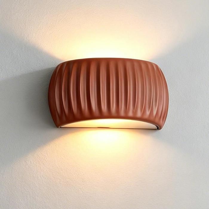 Diday Moderne Applique Murale Intérieur Orange 10W LED Lampe Murale Contemporain en Résine Design Demi - cercle Lumière Chaud