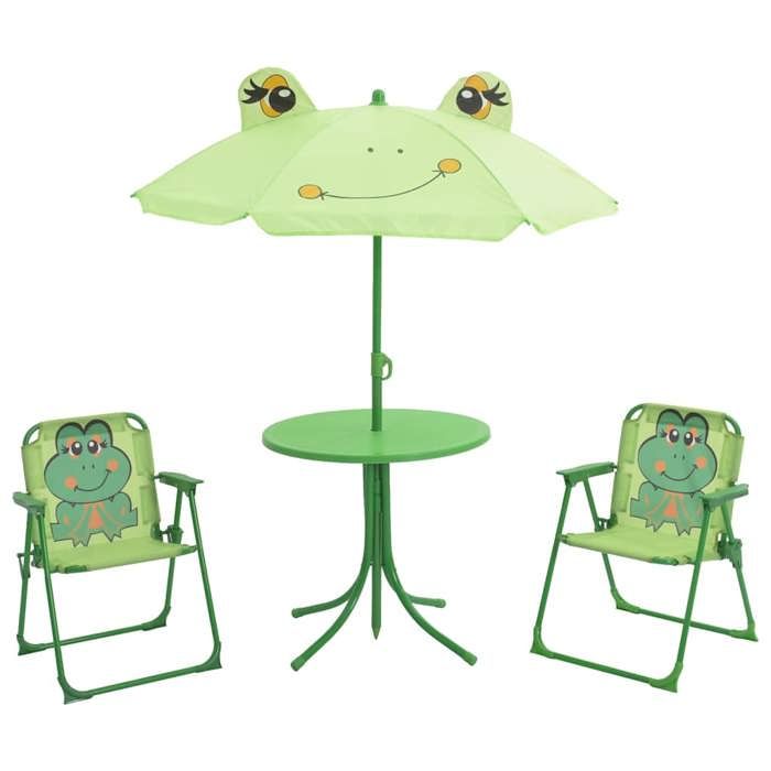 Vert Ensemble de bistro avec parasol pour enfants 3 pcs Vert - Meuble de balcon LV59222