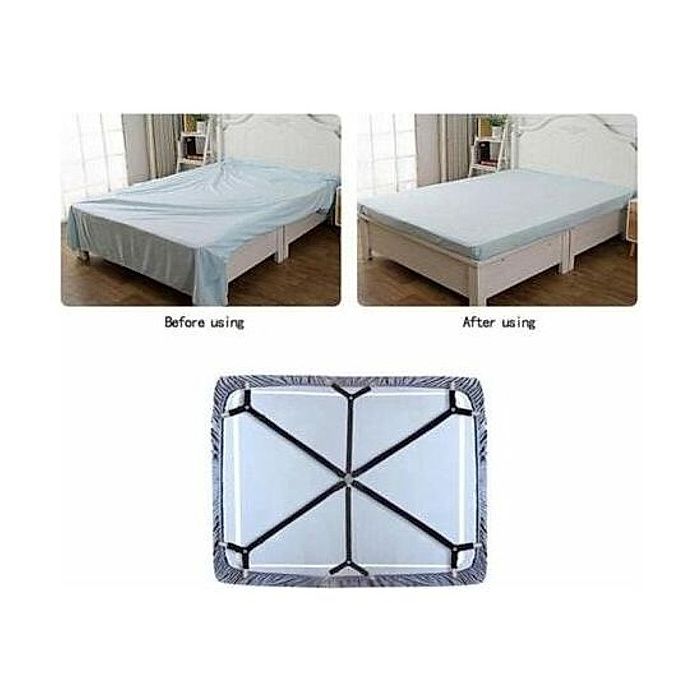 Tendeur Drap Housse Drap Attaches Réglable 6 Côtés pour Tous Les Matelas Ronds et Carrés (3 Voies Noir)，