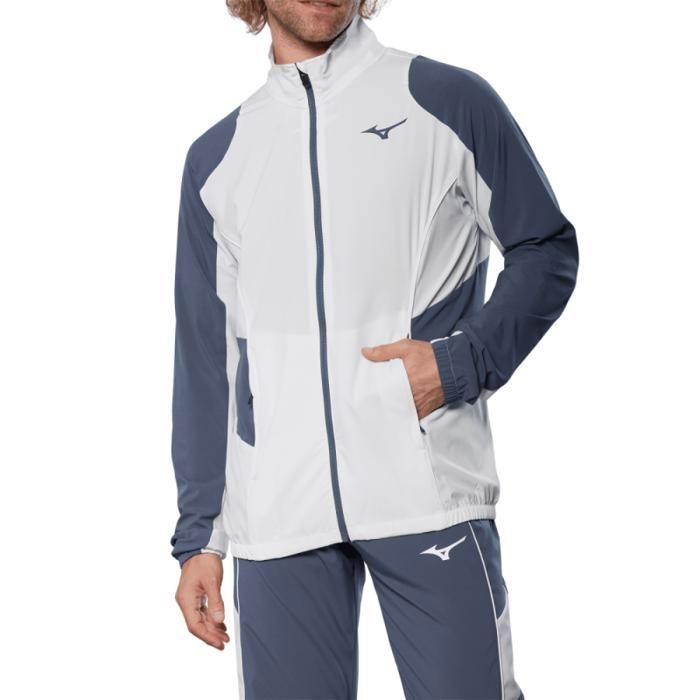 Veste Mizuno Frontier Shadow pour homme-Blanc Bleu Veste Mizuno Frontier Shadow pour homme-Blanc Bleu