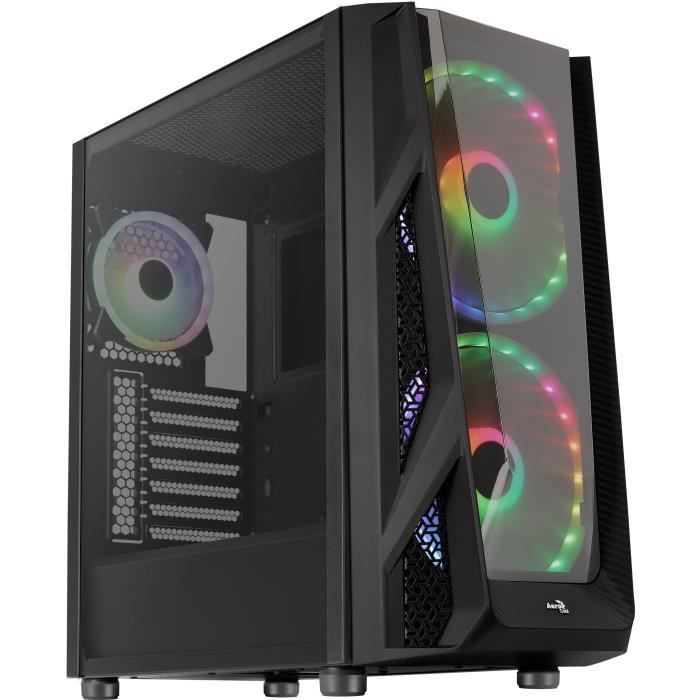 AEROCOOL BOITIER PC NightHawk Duo - Moyen Tour - Noir - Verre trempé - Format E-ATX (ACCM-PB20033.11