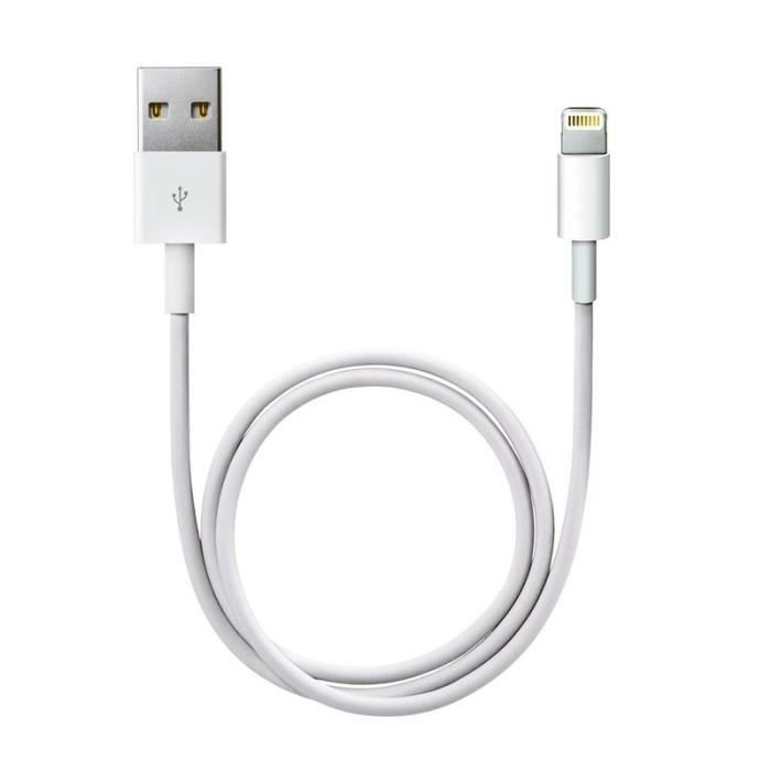 1 CHARGEUR IPHONE 5 5C 5S 6 6 6S IPAD CABLE TELEPHONE BLANC 