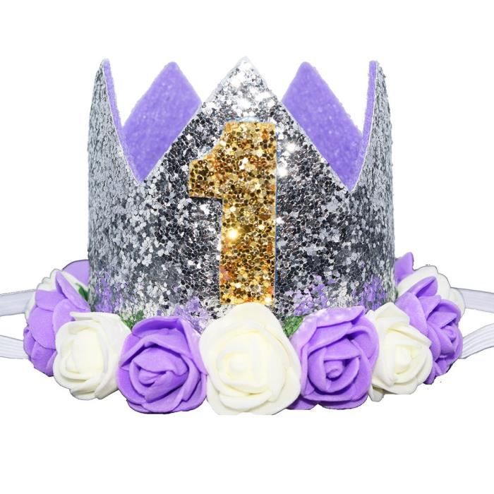 Paillettes 1 2 1er 2 3 Anniversaire Couronne De Fleurs Princesse Couronne Florale Diademe Gateau Smash Photo Prop E9uva Cdiscount Beaux Arts Et Loisirs Creatifs