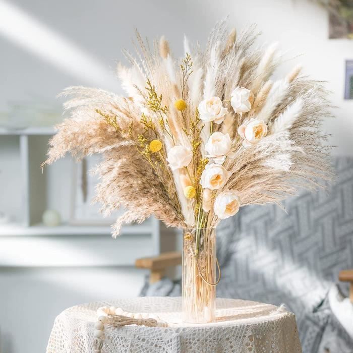 30 Tiges Pampas Séchées Rose - Décoration Bohème Pour Vase, Mariage, Salon ! - 7