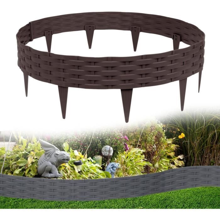 KESSER Bordure De Pelouse Plastique Souple 50m - Hauteur 5cm Avec 250 Ancrages + Gants - Bordure Parterre Fleurie