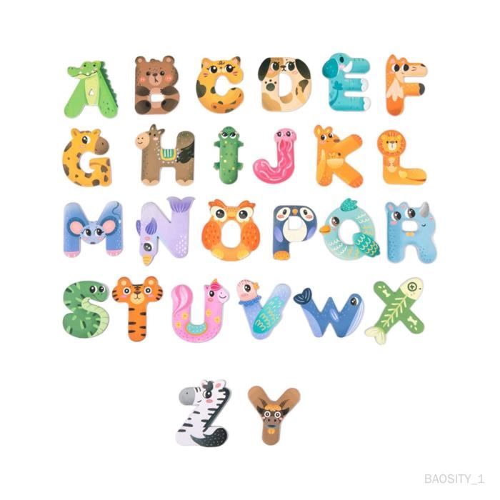 Coloré Bande Dessinée Lettres Chiffres En Bois Réfrigérateur Aimants Décor Enseignement Alphabet
