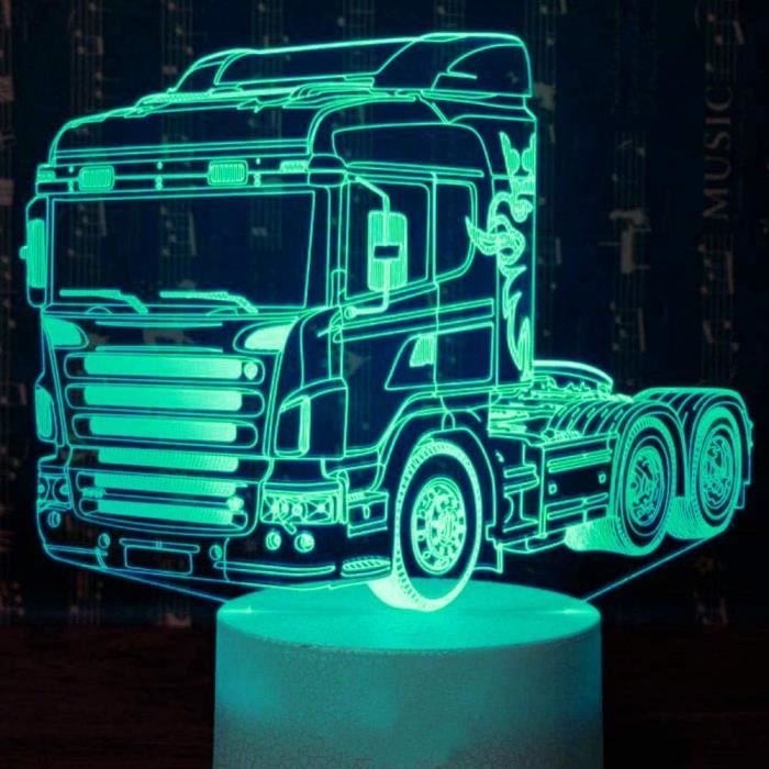 Lampe 3D Pour Voiture De Camion - Illusion D'Optique - 7 Couleurs