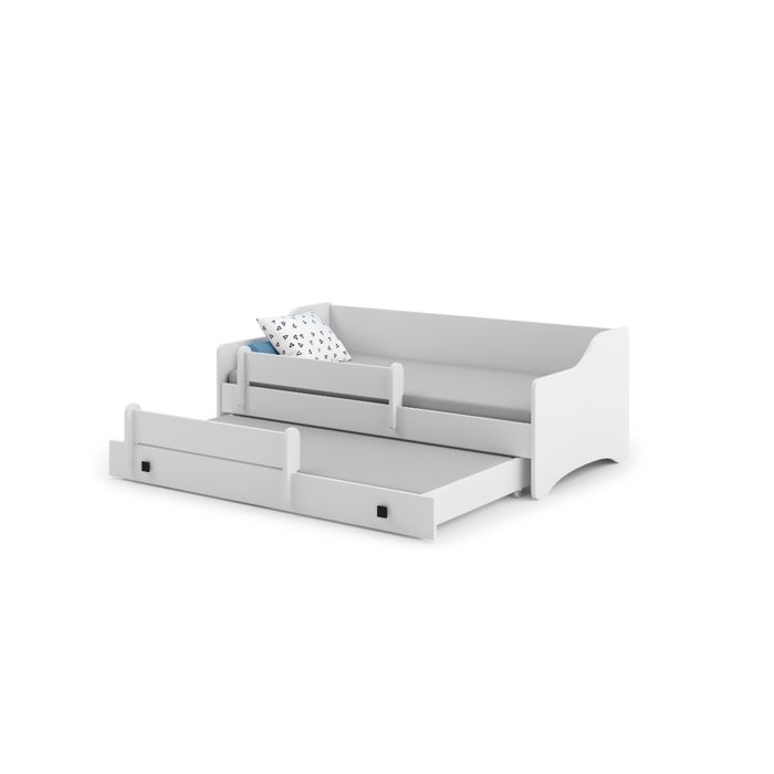 Lit gigogne double enfants eryk 80x160 avec 2 matelas 2 sommiers blanc