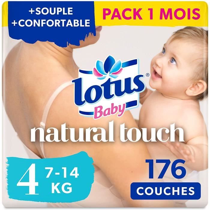Lotus Baby Natural Touch - Couches Taille 4 (7-14 kg) - lot de 8