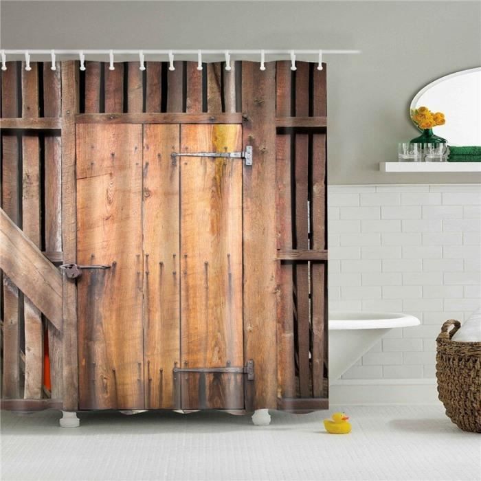 Rideau De Douche Halloween - Motif Ferme Automne Avec Squelettes Et Citrouilles - Imperméable 183x198 Cm - 2